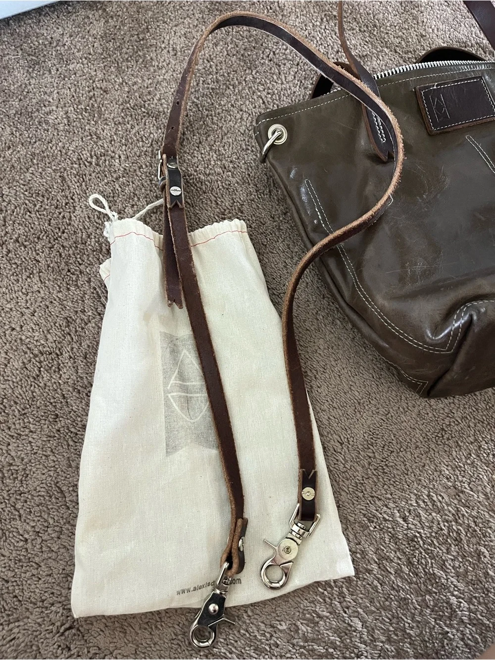 Alexis Drake Genuine Leather Tote Bag.